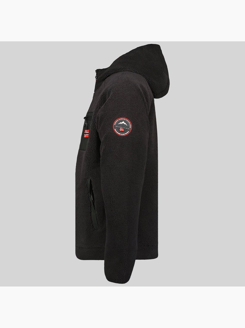 Casaco polar com fecho e capuz udaf – geographical norway Preto - Kiabi