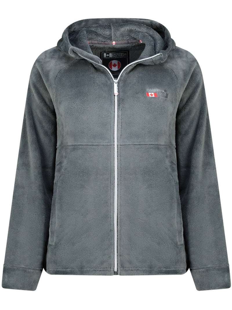 Casaco polar fino com capuz ulotteak – canadian peak Cinza escuro - Kiabi