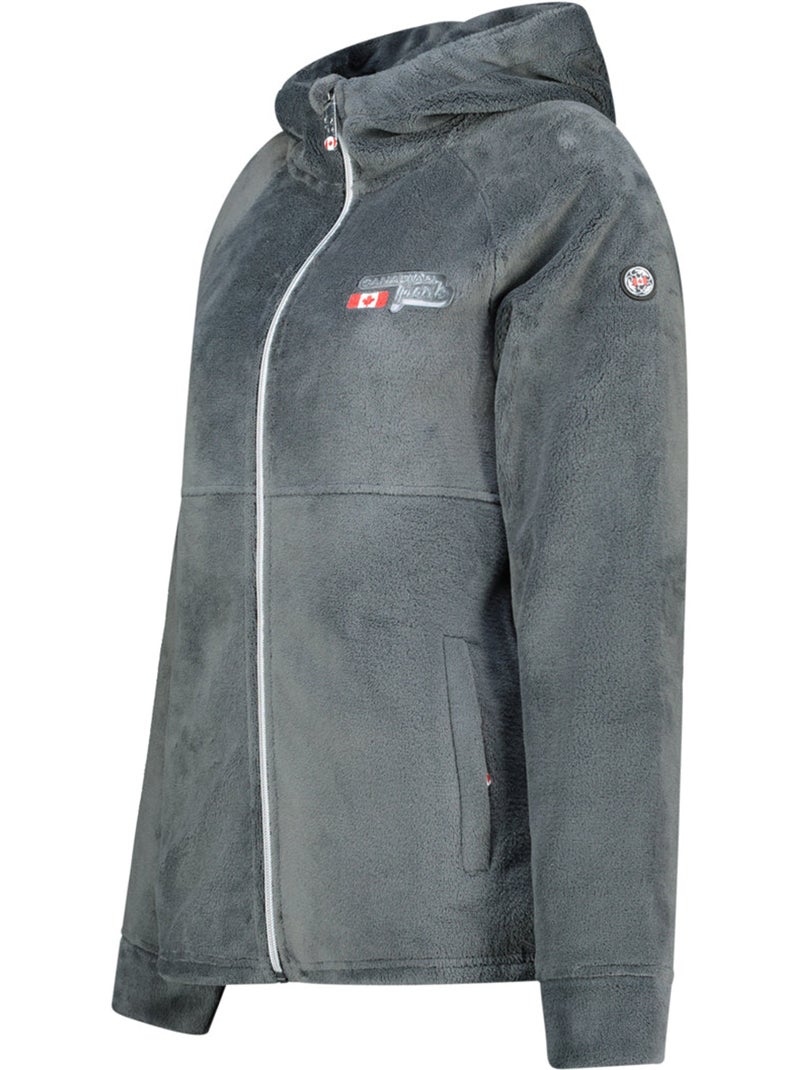Casaco polar fino com capuz ulotteak – canadian peak Cinza escuro - Kiabi