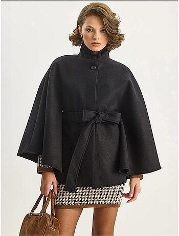 Casaco poncho com fecho de atar lucci