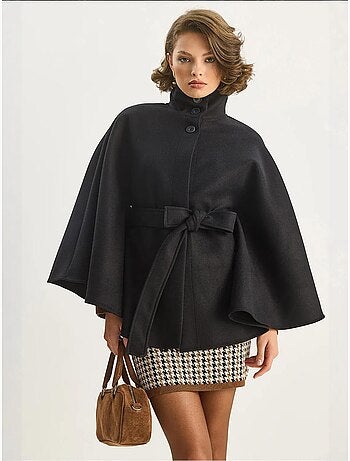 Casaco poncho com fecho de atar lucci