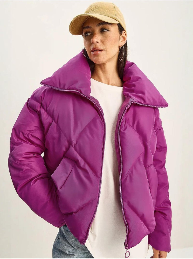 Casaco puffer oversized lucci Magenta - Kiabi