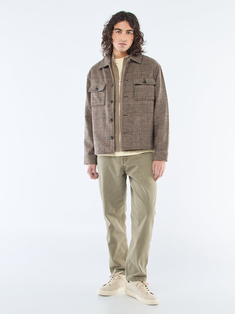 Casaco quente com fecho de correr e gola alta Castanho - Kiabi