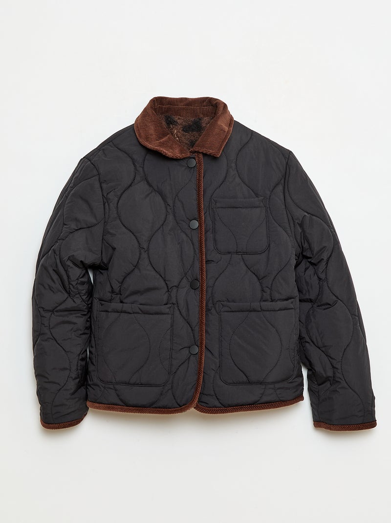 Casaco quente estilo workwear reversível Preto - Kiabi