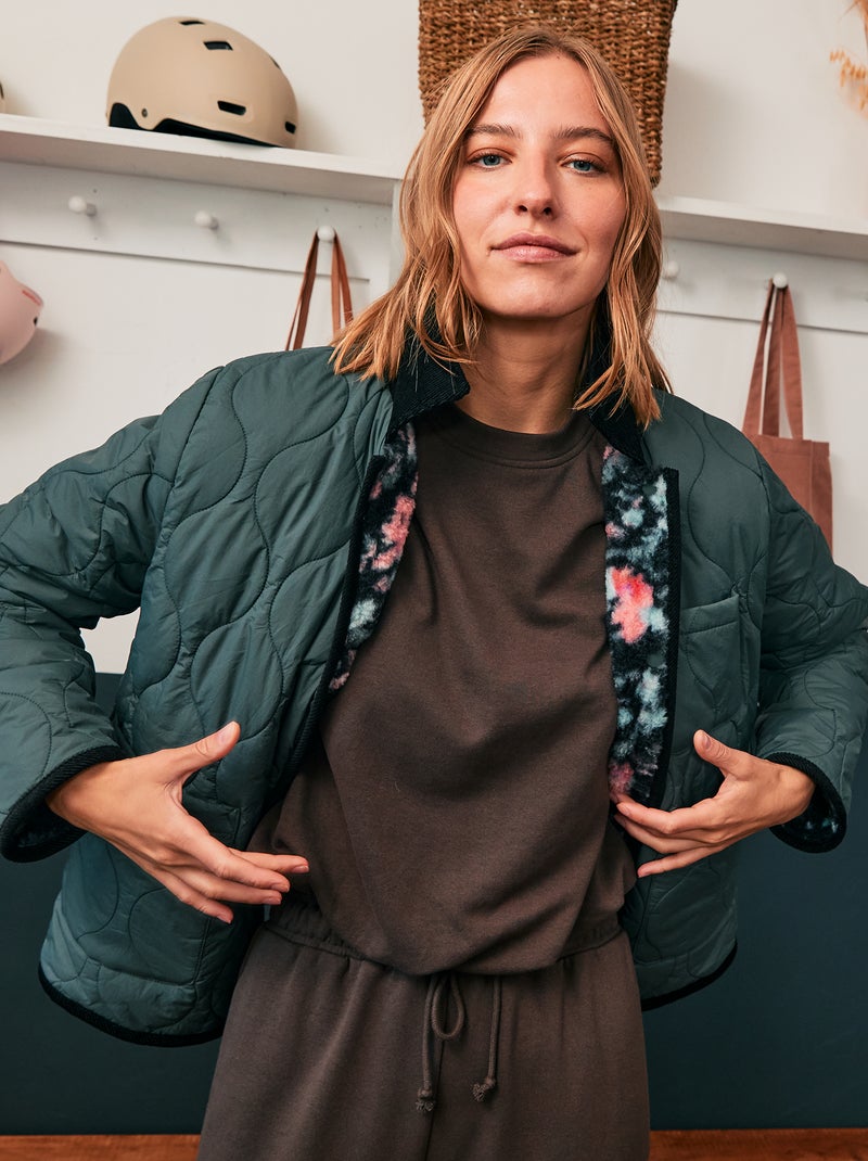 Casaco quente reversível Caqui - Kiabi