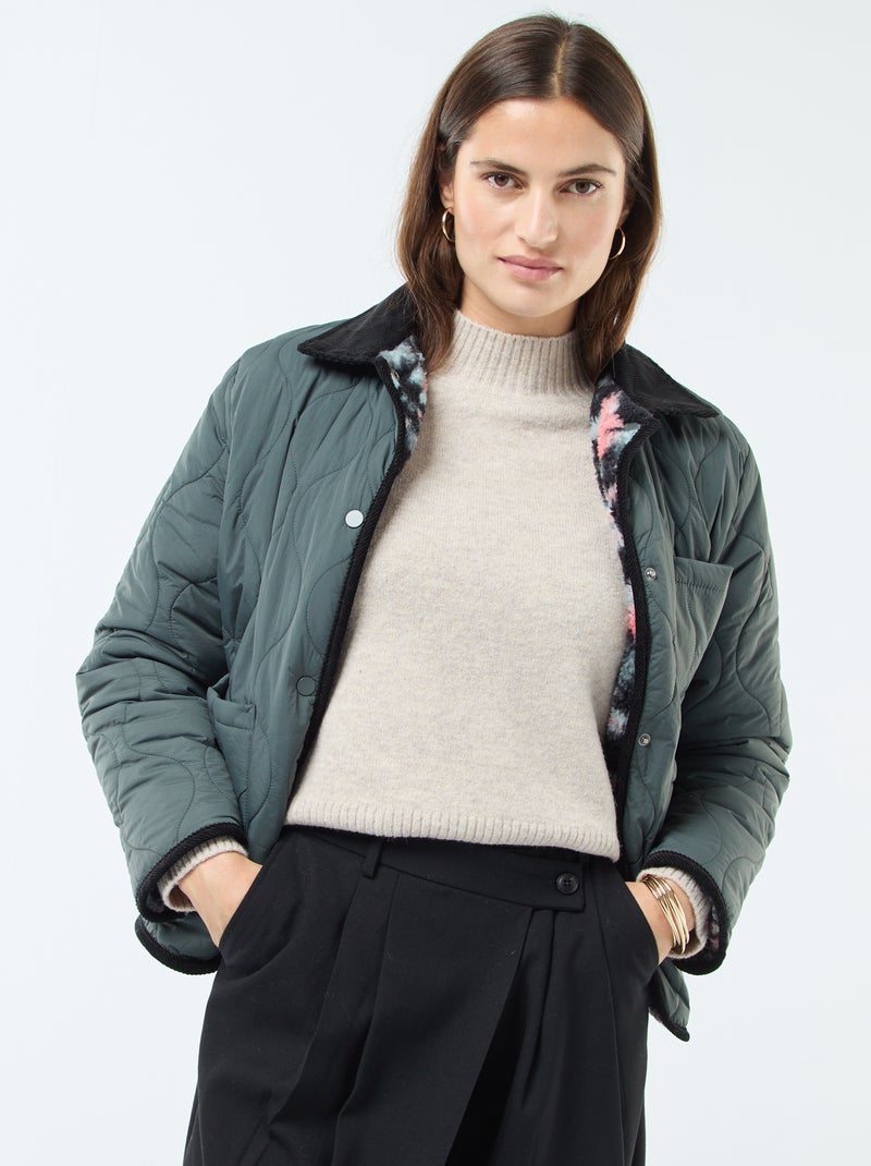 Casaco quente reversível Caqui - Kiabi