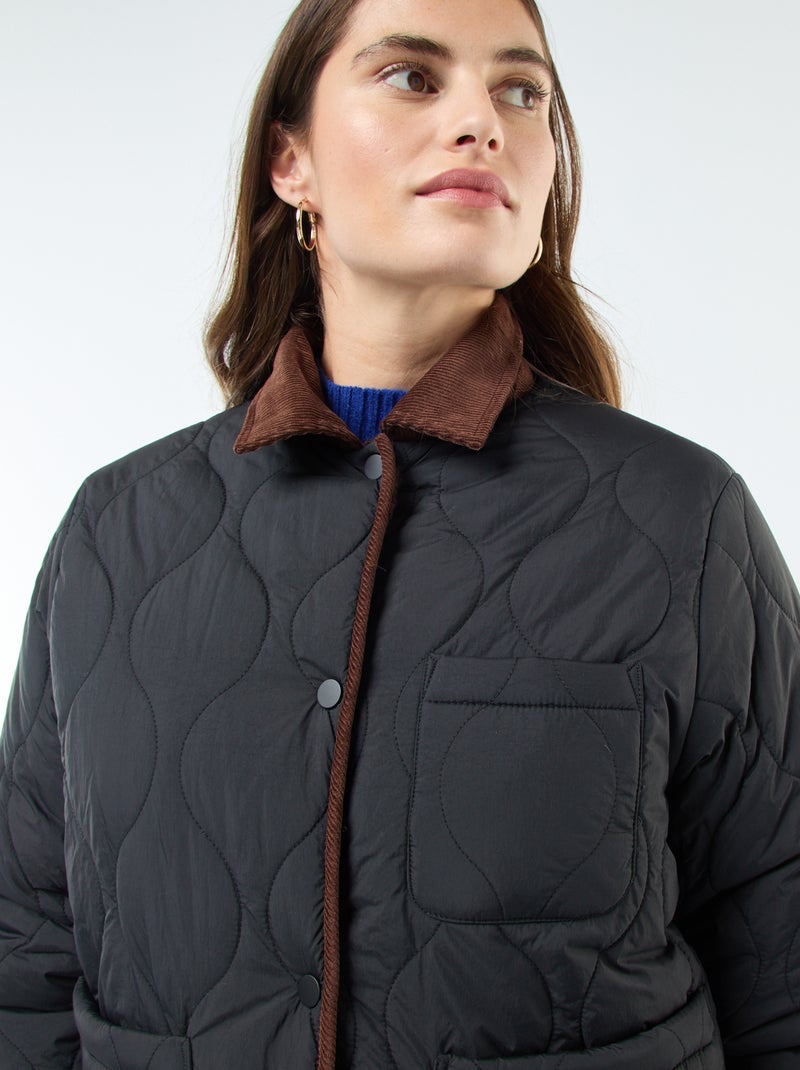 Casaco quente reversível Preto - Kiabi