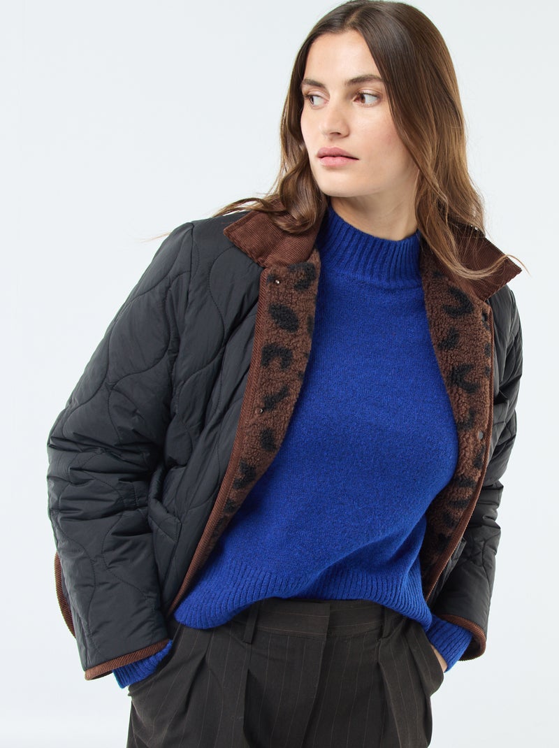 Casaco quente reversível Preto - Kiabi