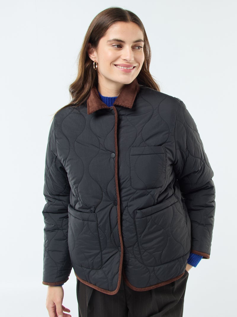 Casaco quente reversível Preto - Kiabi