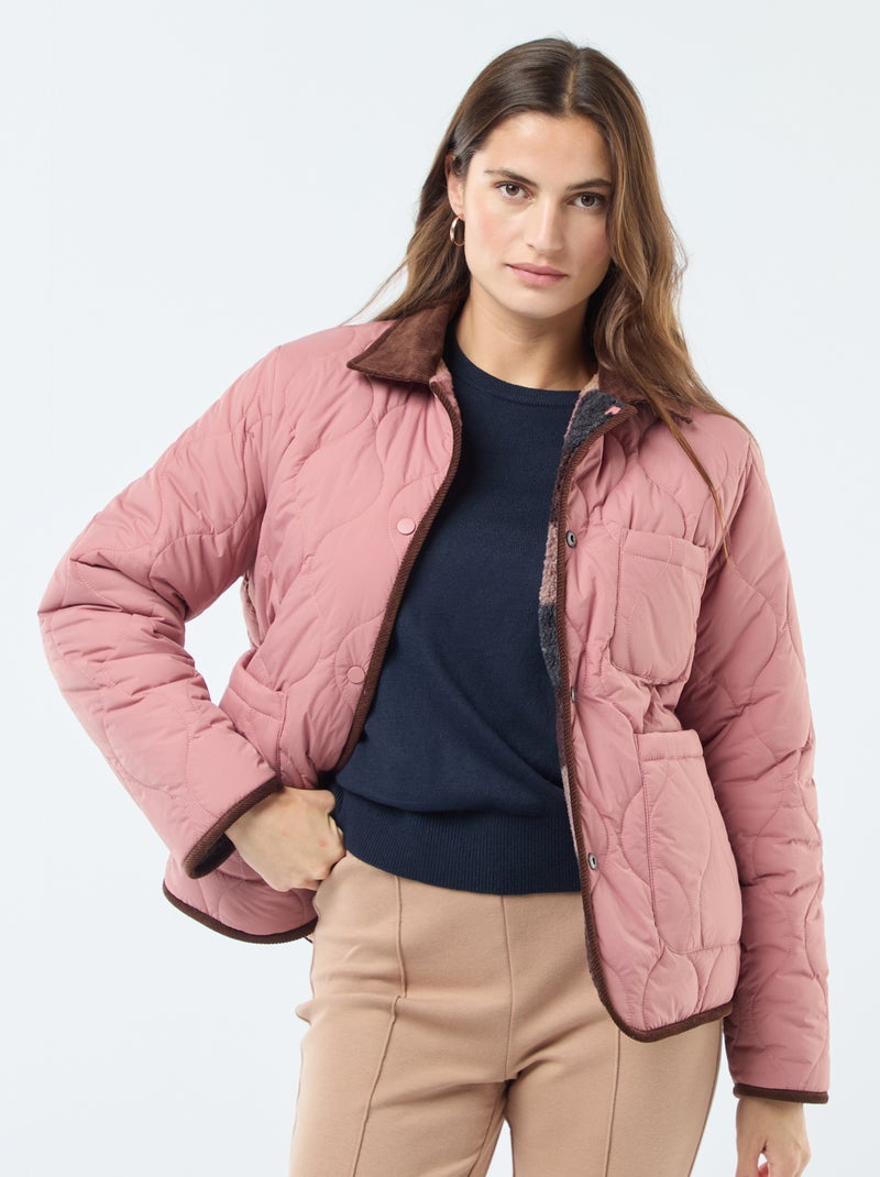 Casaco quente reversível Rosa - Kiabi