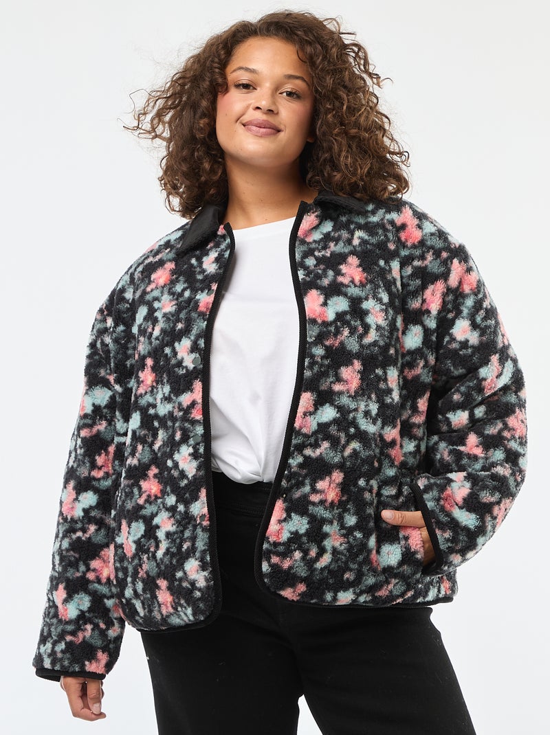 Casaco quente workwear reversível com fecho de pressão Caqui - Kiabi