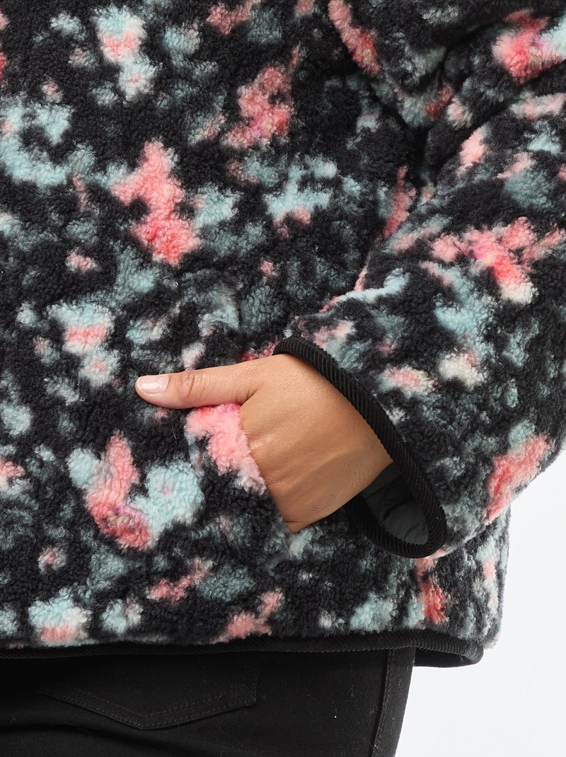 Casaco quente workwear reversível com fecho de pressão Caqui - Kiabi