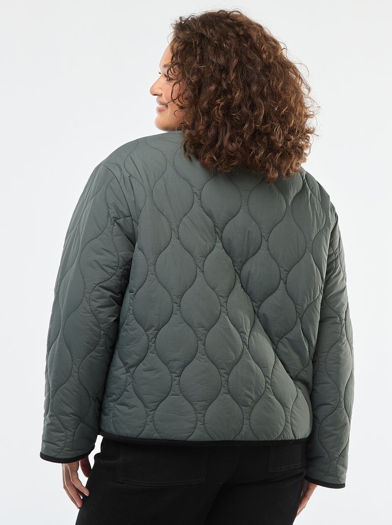 Casaco quente workwear reversível com fecho de pressão Caqui - Kiabi