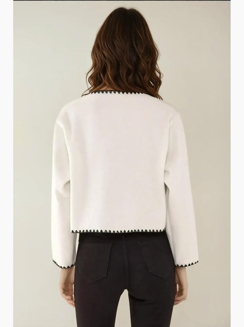 Casaco sem gola com costura contrastante hiccup - Kiabi