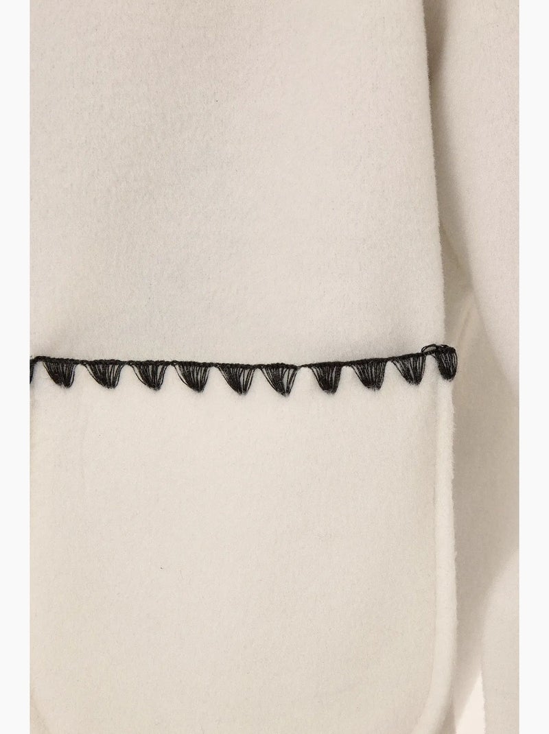 Casaco sem gola com costura contrastante hiccup Branco - Kiabi