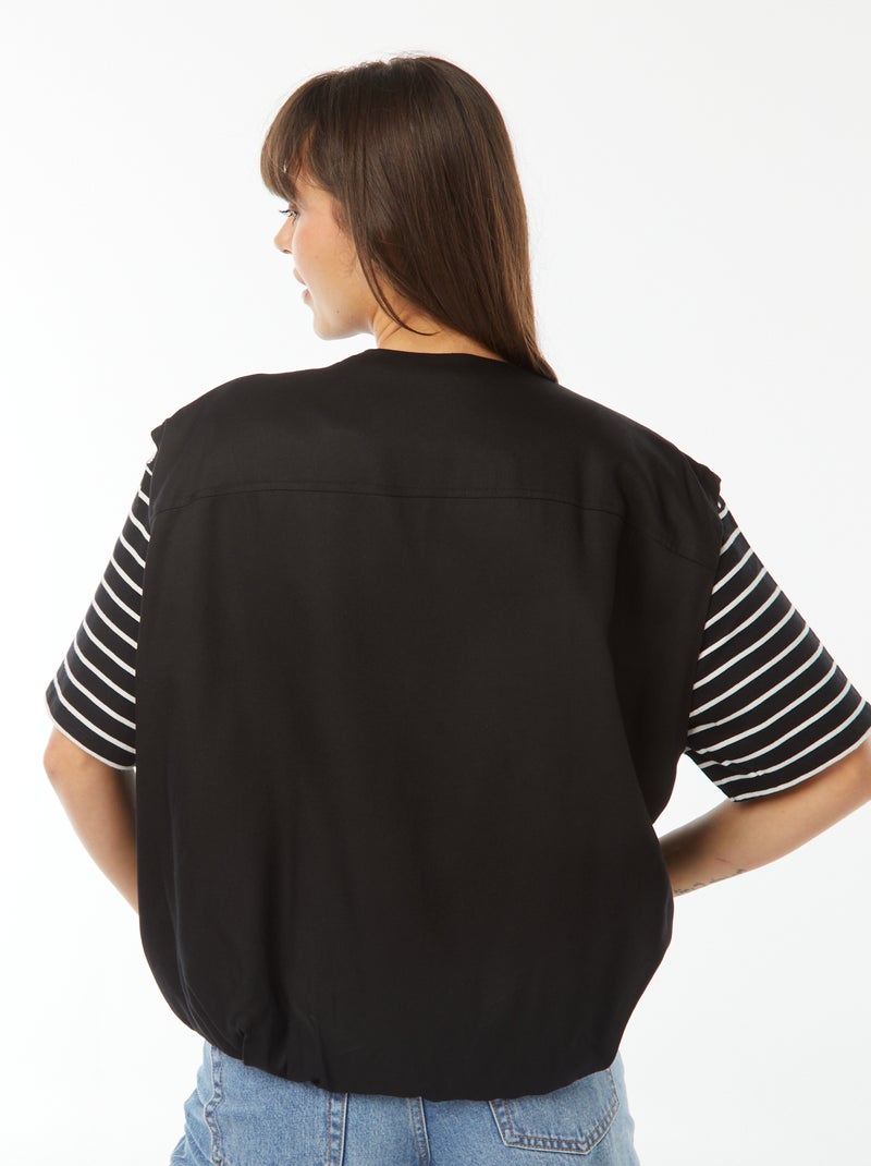 Casaco sem mangas acetinado e com fecho Preto - Kiabi