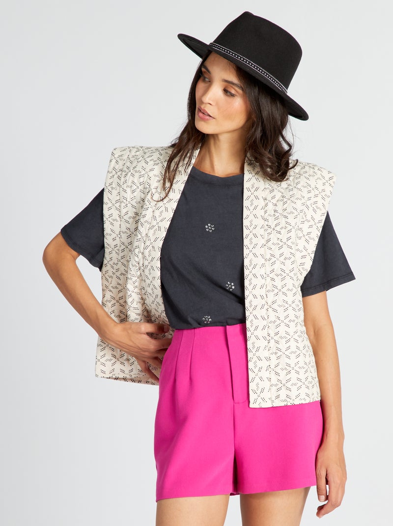 Casaco sem mangas acolchoado estampado Branco - Kiabi