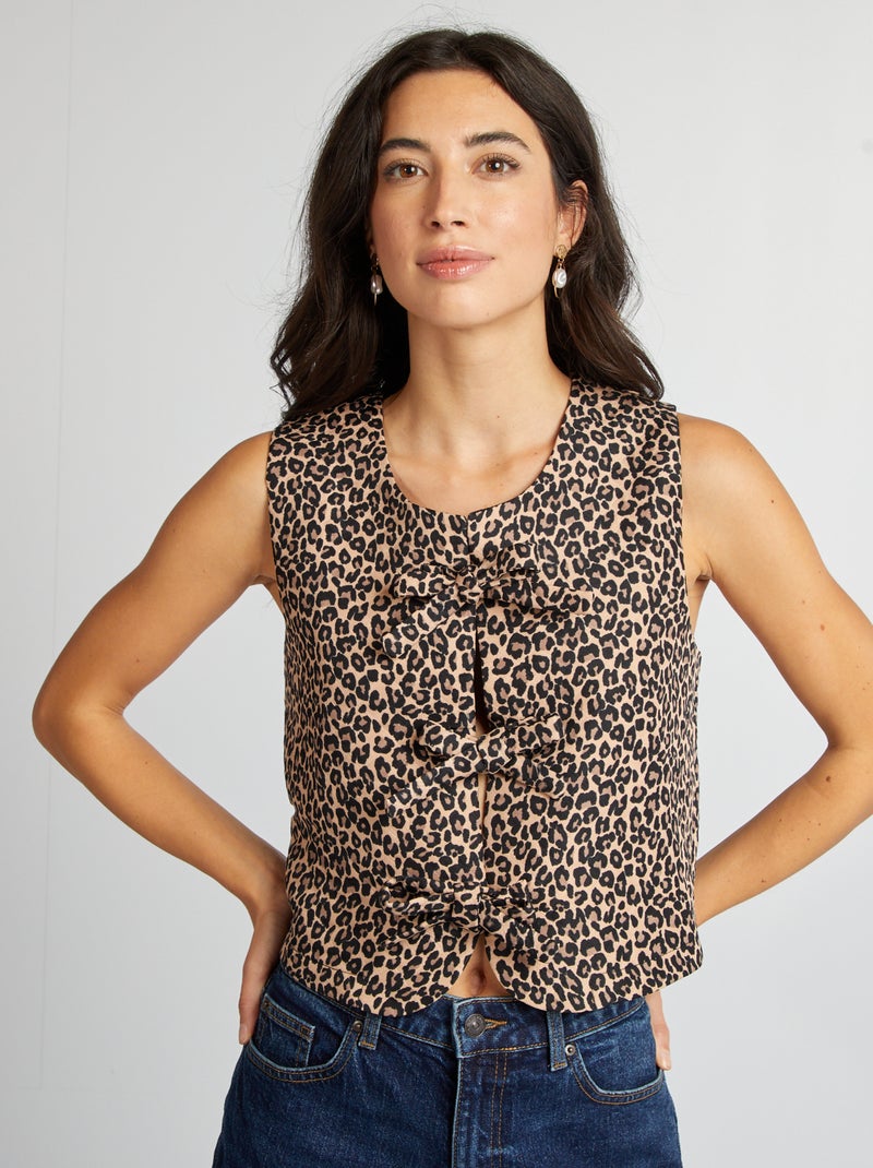 Casaco sem mangas acolchoado leopardo CASTANHO - Kiabi