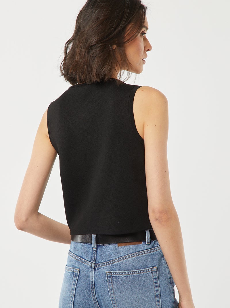 Casaco sem mangas com abertura com botões dourados Preto - Kiabi