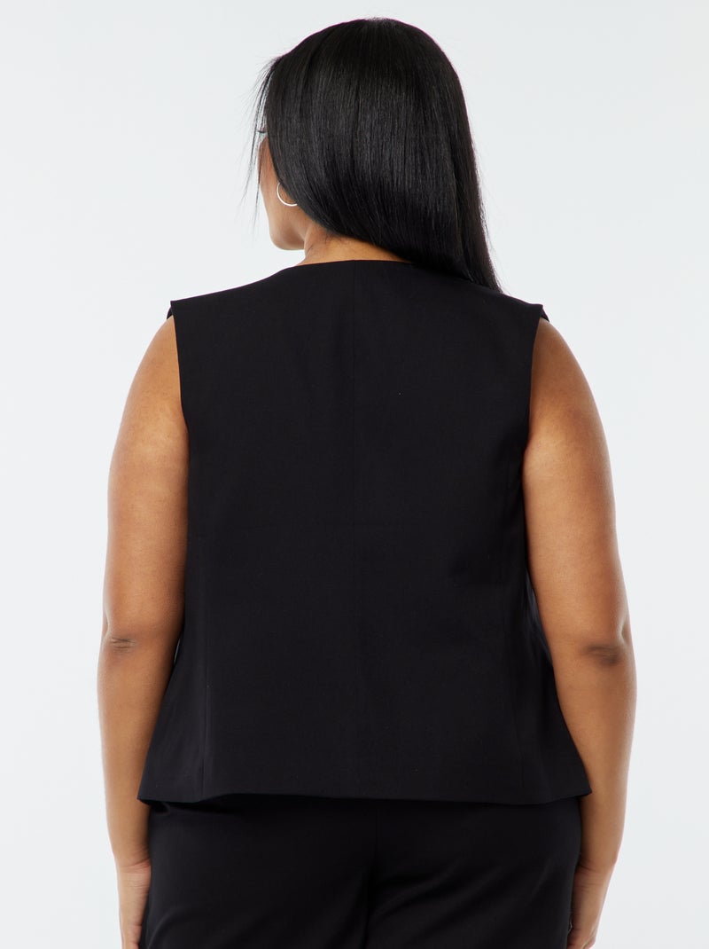 Casaco sem mangas com abertura com botões Preto - Kiabi