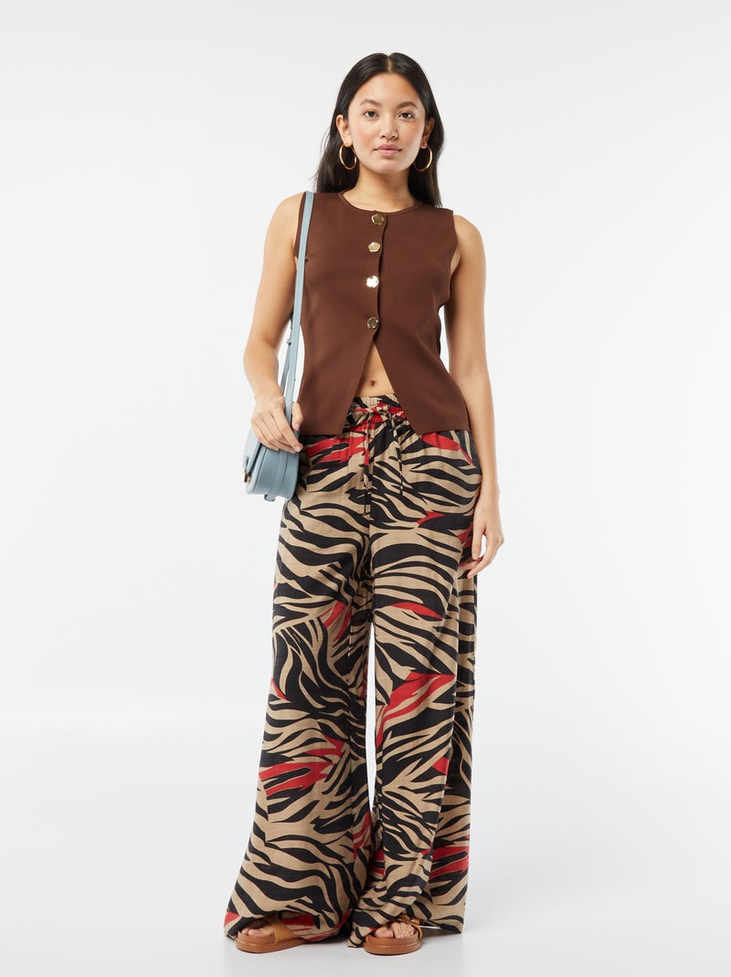 Casaco sem mangas com abertura de botões dourados Castanho - Kiabi