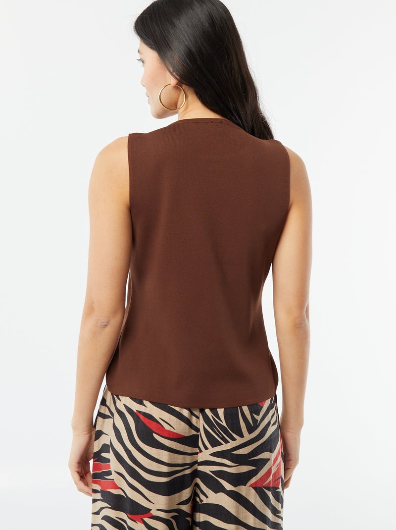 Casaco sem mangas com abertura de botões dourados Castanho - Kiabi