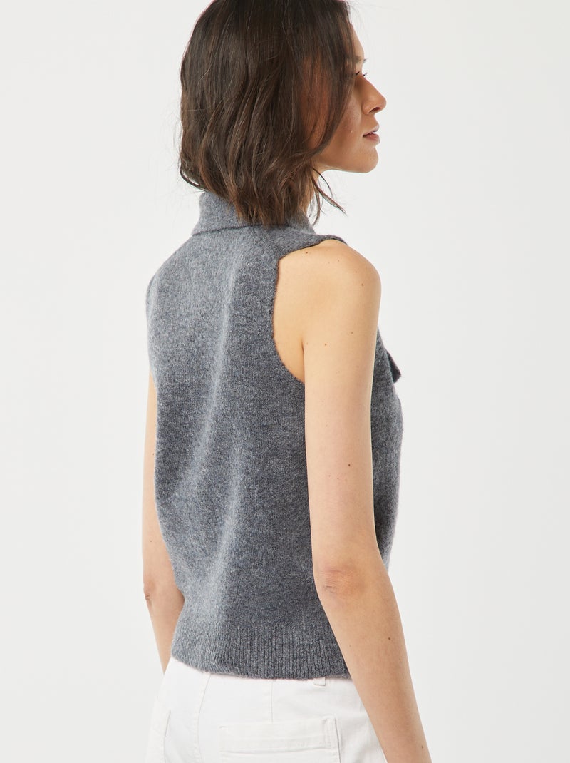 Casaco sem mangas com bolsos frontais CINZA - Kiabi