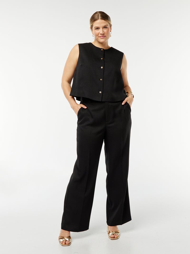 Casaco sem mangas com botões Preto - Kiabi