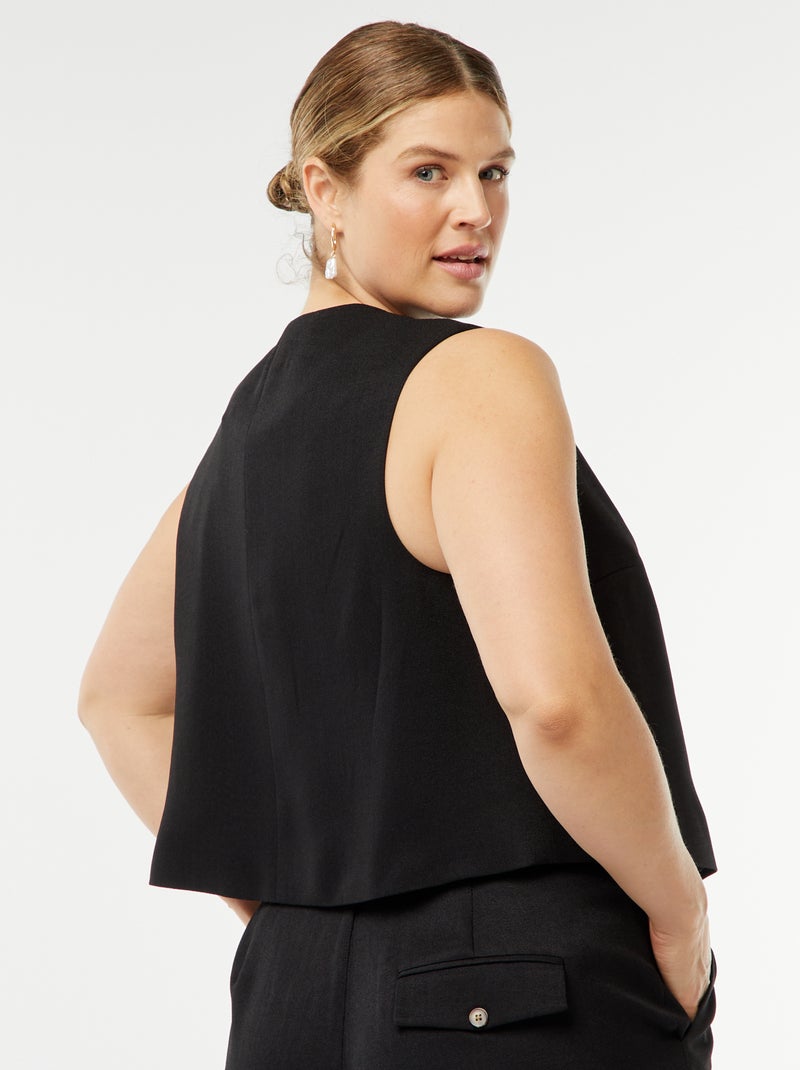 Casaco sem mangas com botões Preto - Kiabi