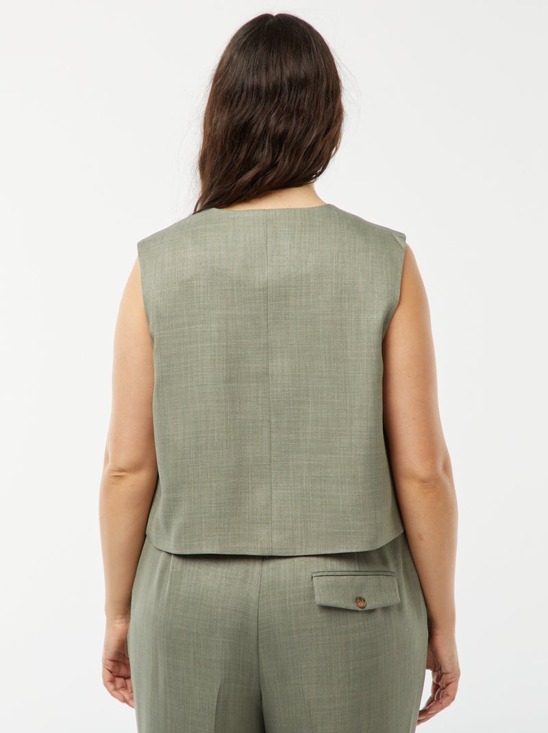 Casaco sem mangas com botões VERDE - Kiabi