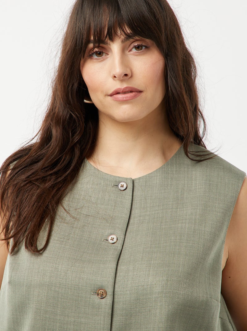 Casaco sem mangas com botões VERDE - Kiabi