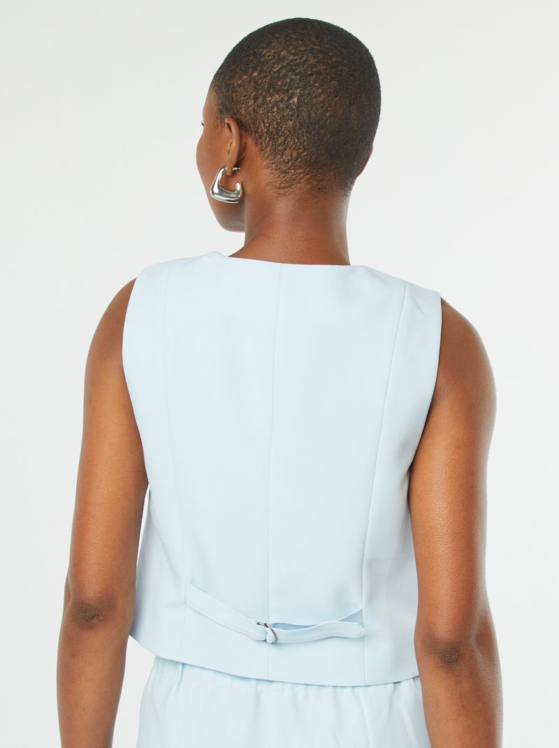 Casaco sem mangas com gola em bico AZUL - Kiabi