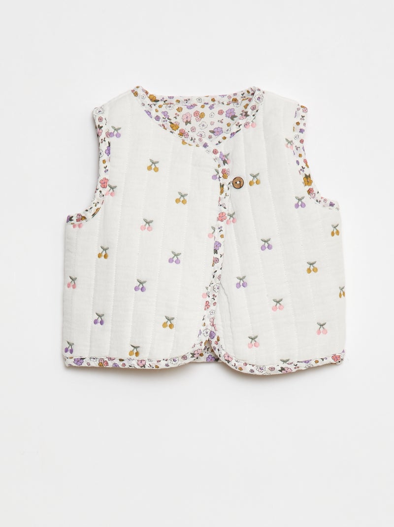 Casaco sem mangas com motivo floral Branco - Kiabi