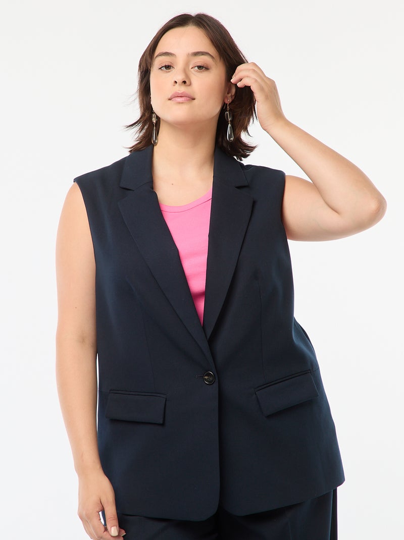 Casaco sem mangas de corte comprido Azul - Kiabi