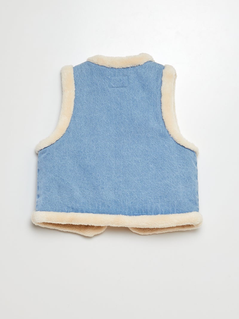 Casaco sem mangas de ganga e imitação de pelo AZUL - Kiabi