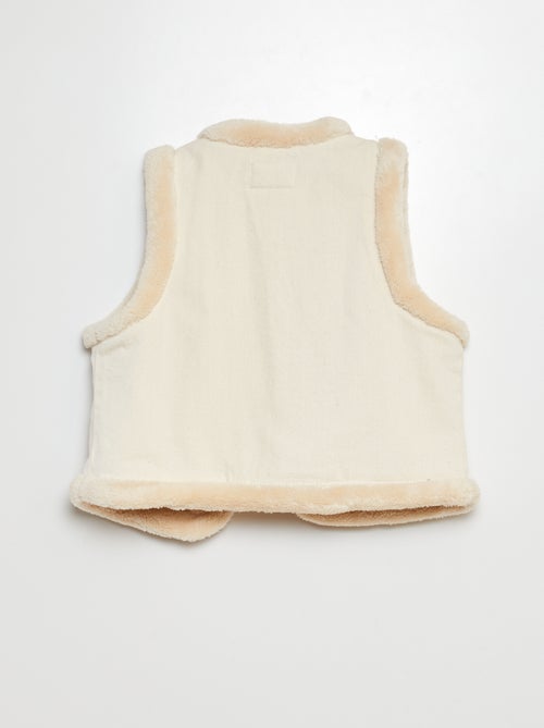 Casaco sem mangas de ganga e imitação de pelo - Kiabi