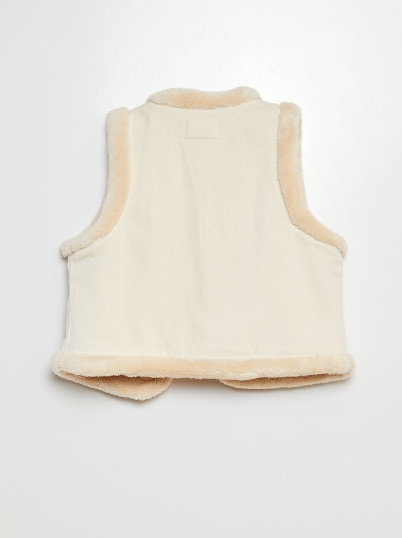 Casaco sem mangas de ganga e imitação de pelo BRANCO - Kiabi