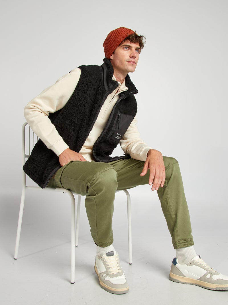 Casaco sem mangas efeito lã de carneiro PRETO - Kiabi