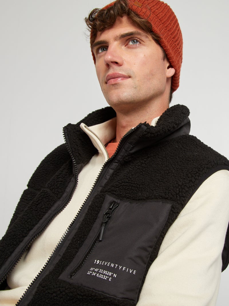 Casaco sem mangas efeito lã de carneiro PRETO - Kiabi