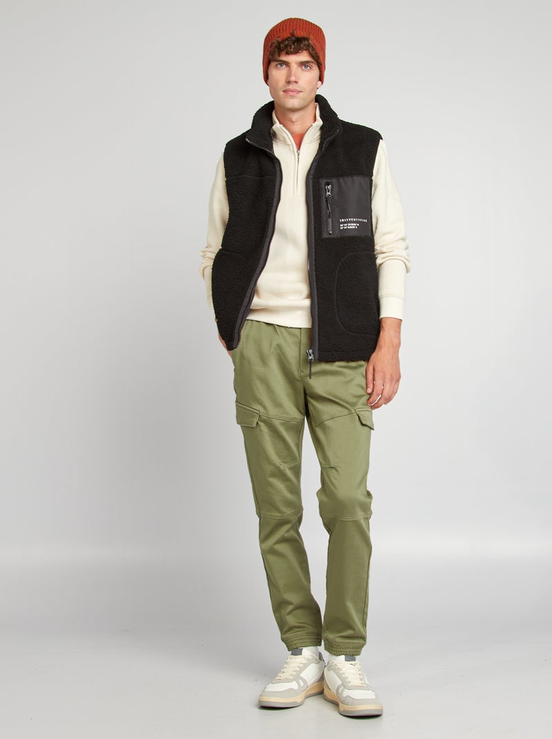 Casaco sem mangas efeito lã de carneiro PRETO - Kiabi