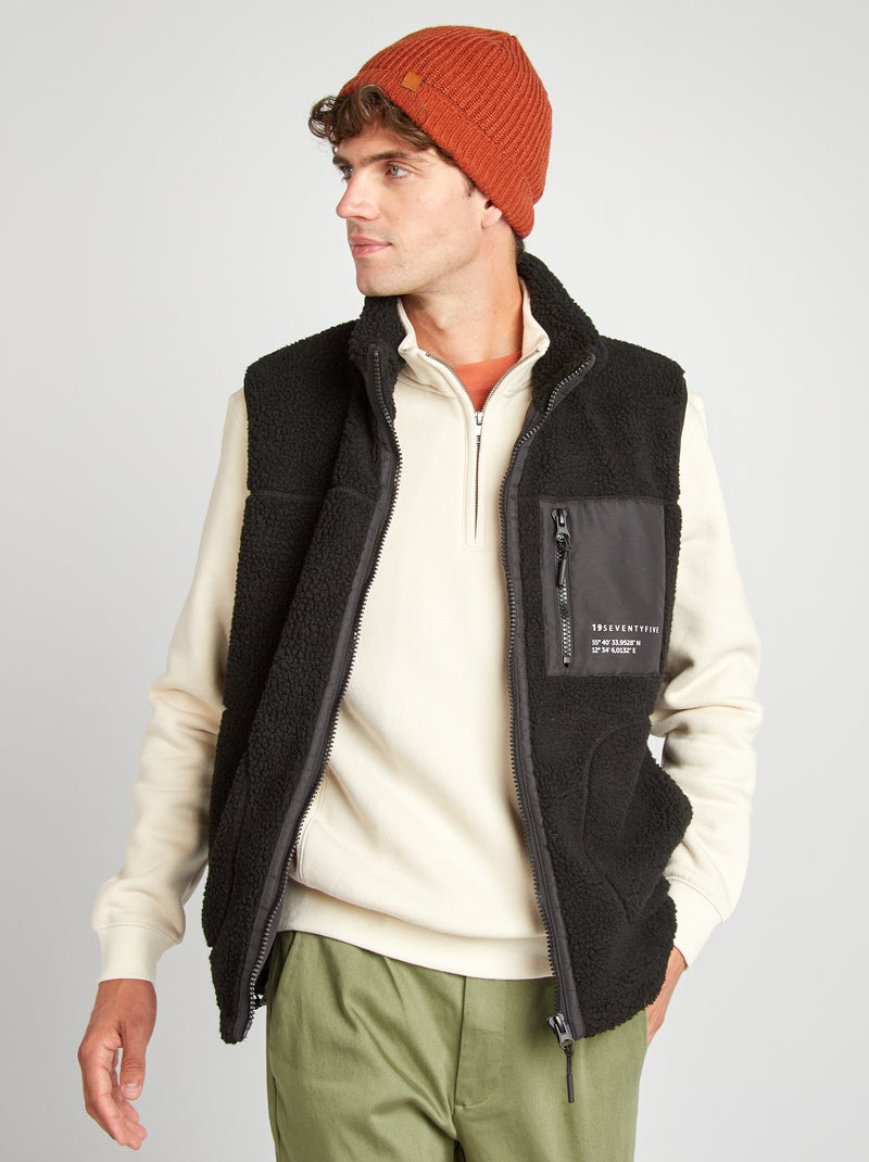 Casaco sem mangas efeito lã de carneiro PRETO - Kiabi