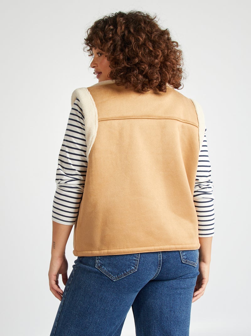 Casaco sem mangas efeito pelo de ovelha CASTANHO - Kiabi