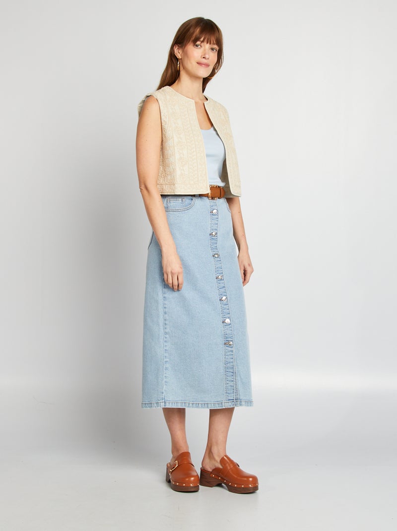 Casaco sem mangas em mistura de linho BEGE - Kiabi