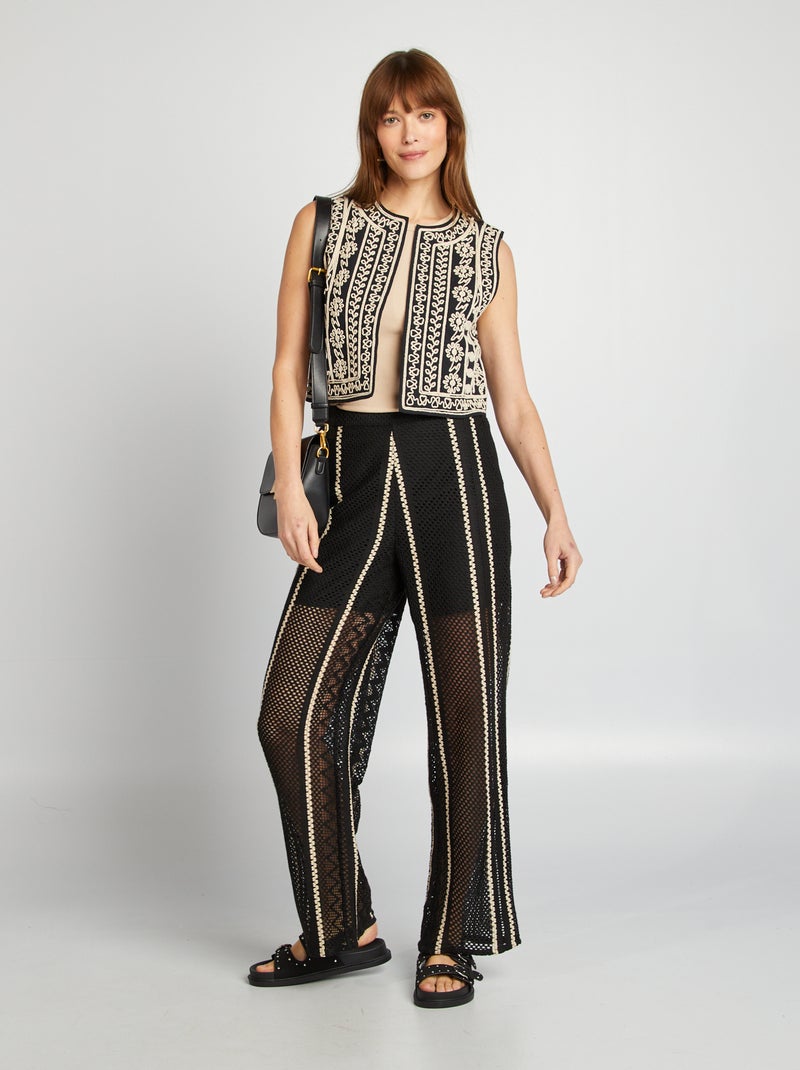 Casaco sem mangas em mistura de linho Preto - Kiabi