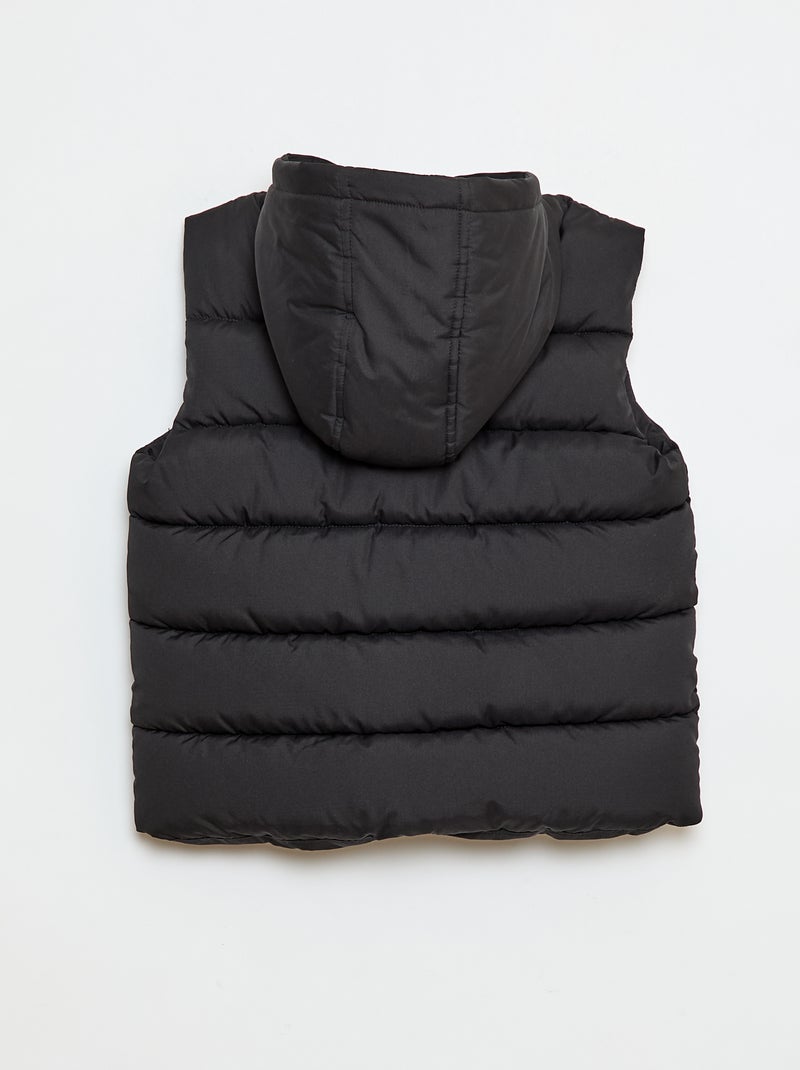 Casaco sem mangas impermeável com bolso de aba e capuz Preto - Kiabi