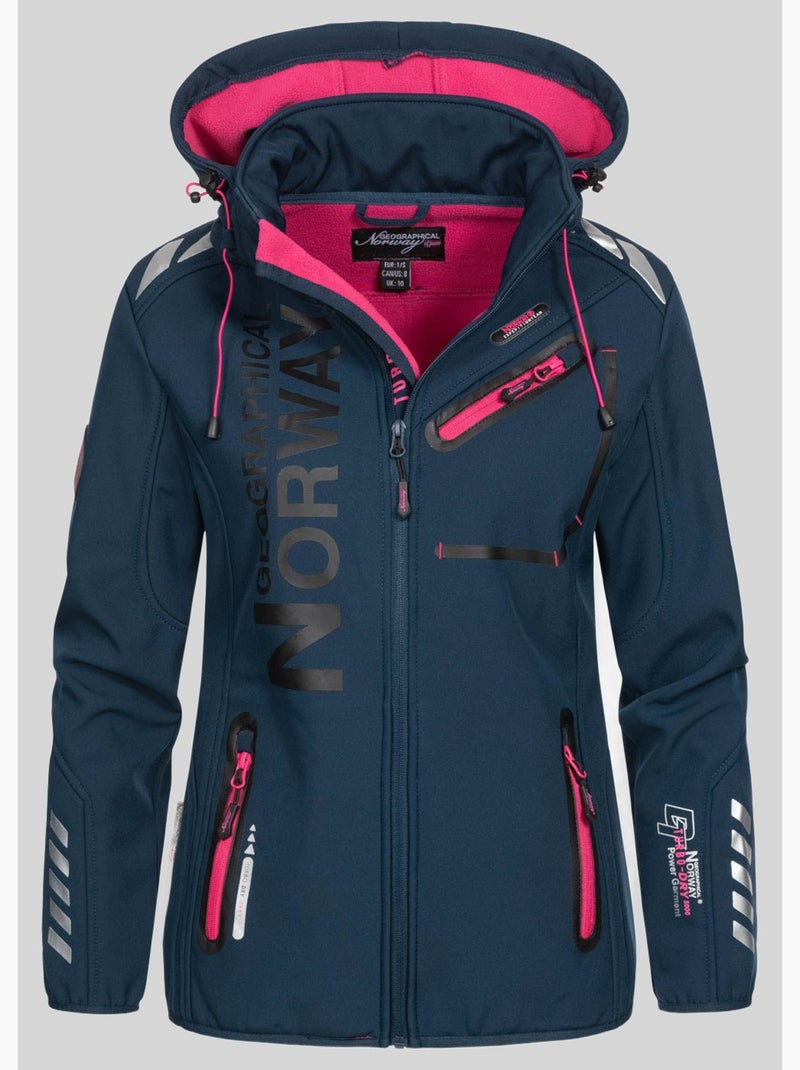 Casaco softshell com capuz reine – geographical norway Azul Rosa - Kiabi