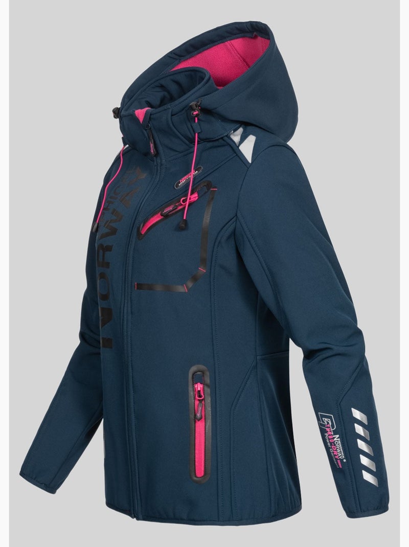 Casaco softshell com capuz reine – geographical norway Azul Rosa - Kiabi