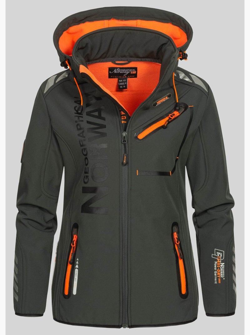 Casaco softshell com capuz reine – geographical norway Cinza-laranja - Kiabi