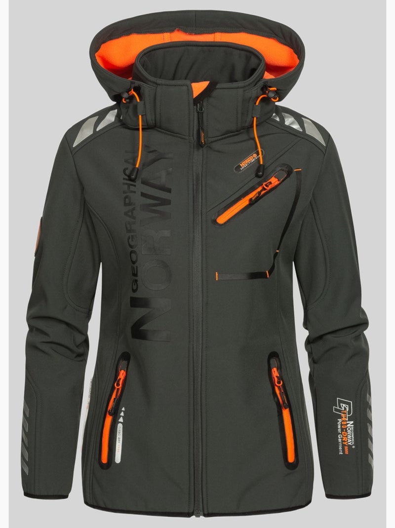 Casaco softshell com capuz reine – geographical norway Cinza-laranja - Kiabi
