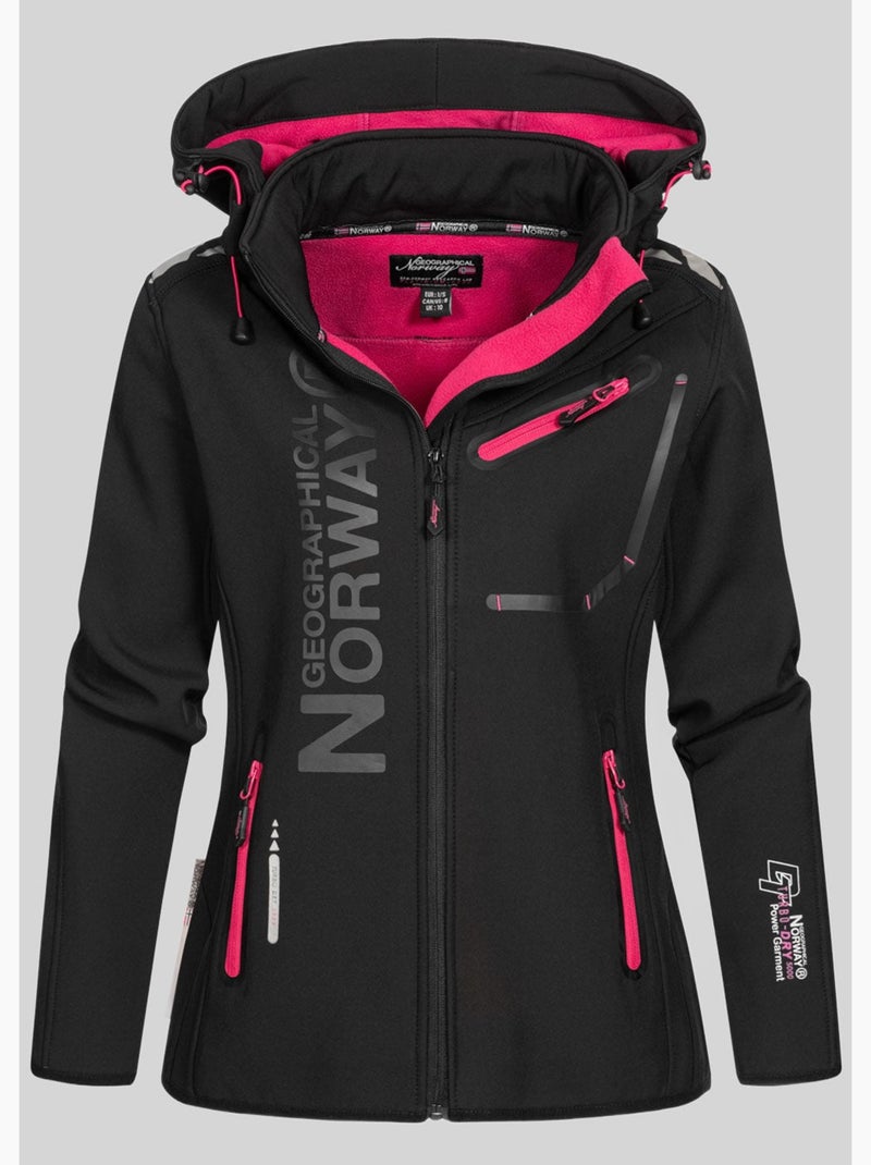 Casaco softshell com capuz reine – geographical norway Preto Rosa Preto - Kiabi